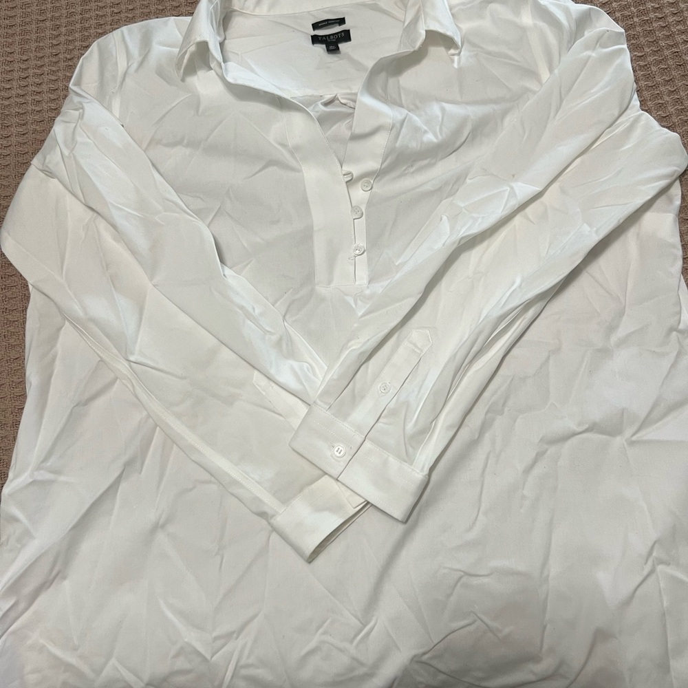 Talbots White Blouse Classic Long Sleeve